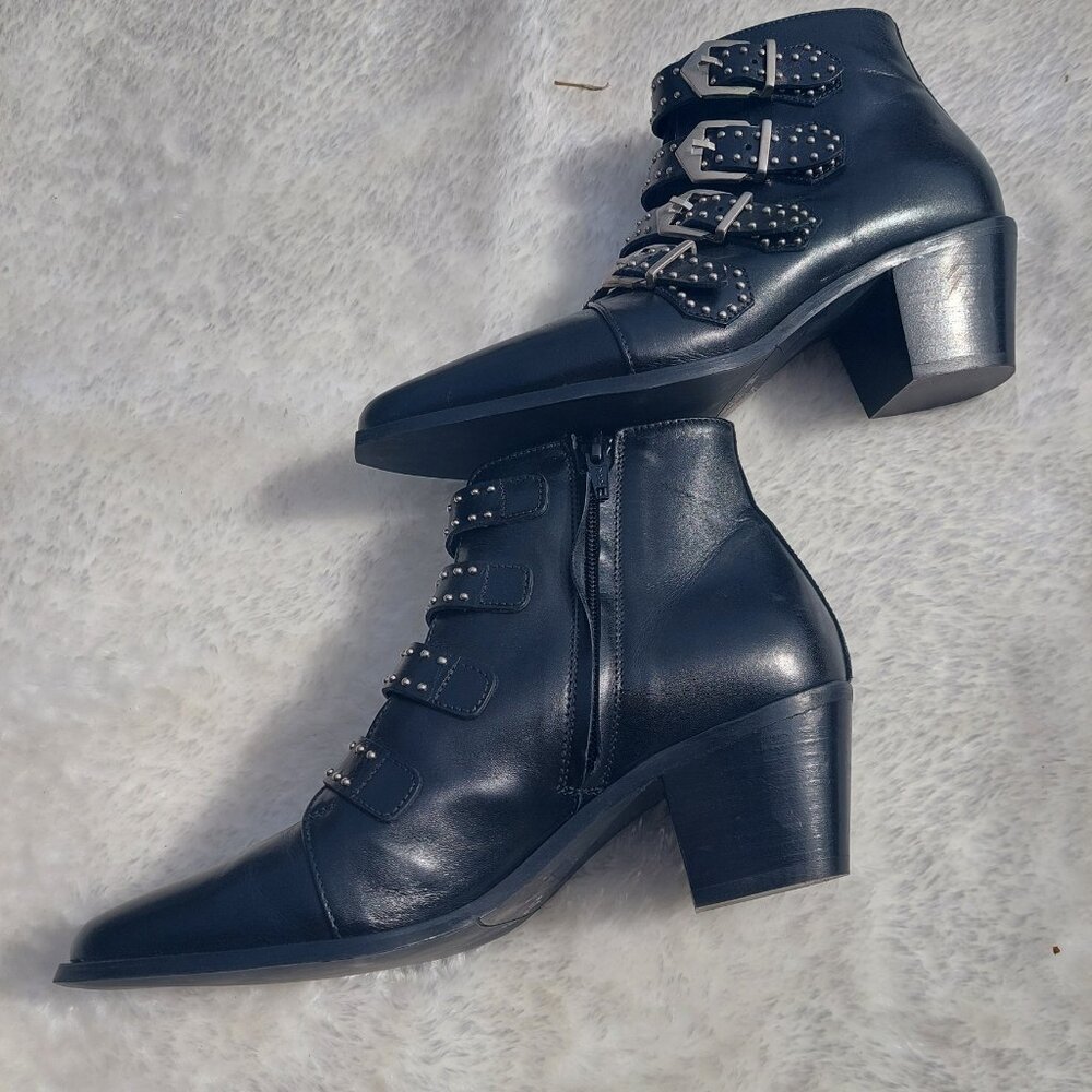 Pertini leather booties with buckles - Picture 4 of 8